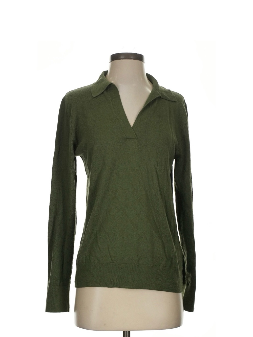 J. Crew Olive Green V-Neck Collared Sweater